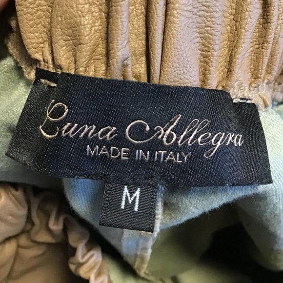 LUNA Allegra Tan Italian Faux Leather Joggers With Pockets - Picture 9 of 11